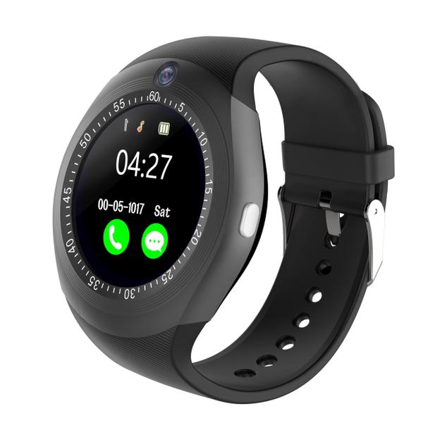 Relogio SmartWatch Y1 Bluetooth Camera Celular Chip Cartao Musica Android e Ios - Preto - A1