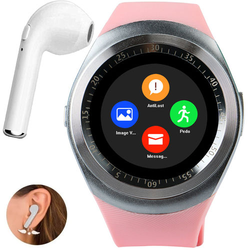 Relógio Smartwatch Y1 Celular Inteligente Chip Pedômetro + Fone de Ouvido Bluetooth I7