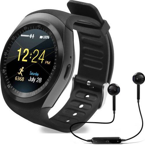 Relógio Smartwatch Y1 Inteligente Gear Chip Celular Touch + Fone de Ouvido Bluetooth