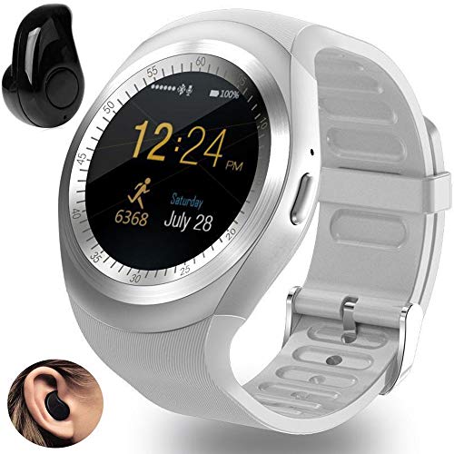 Relógio Smartwatch Y1 Inteligente Gear Chip Celular Touch + MINI Fone de Ouvido Bluetooth S530 (BRANCO)