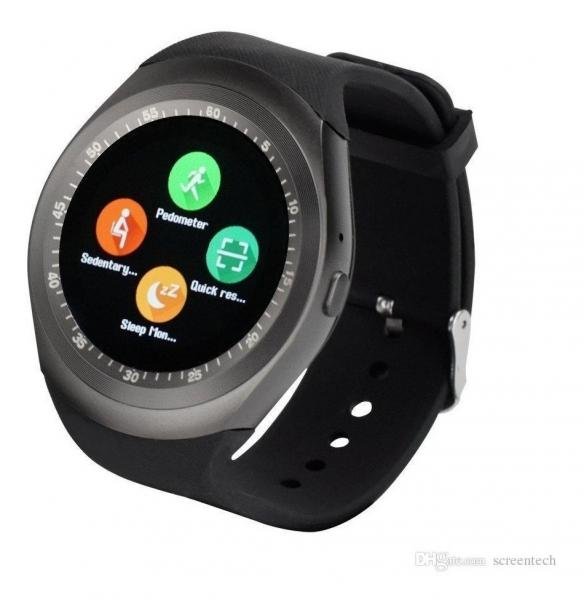 Relógio Smartwatch Y1 Original Celular Inteligente Touch Bluetooth Chip Ligações Pedômetro Câmera (PRETO) - Y Smart