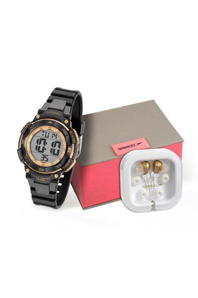 Relógio Speedo Feminino Kit Fone De Ouvido 80616l0evnp1k1