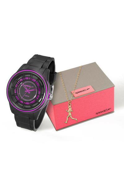 Relógio Speedo Feminino Preto com Semijóia 80584l0evnp2k1