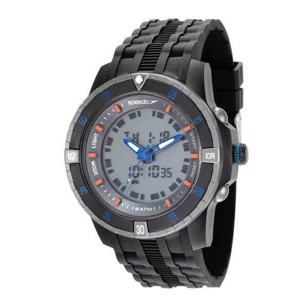 Relógio Speedo Masculino AnaDigi Preto/Prata/Azul.