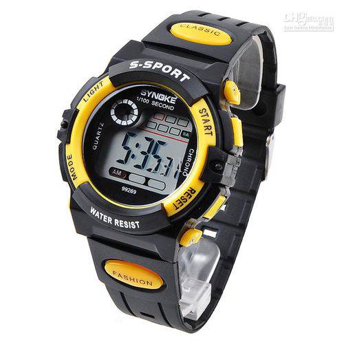 Relógio Sport Infantil Masculino Digital Led Alarme ,cor Amarelo