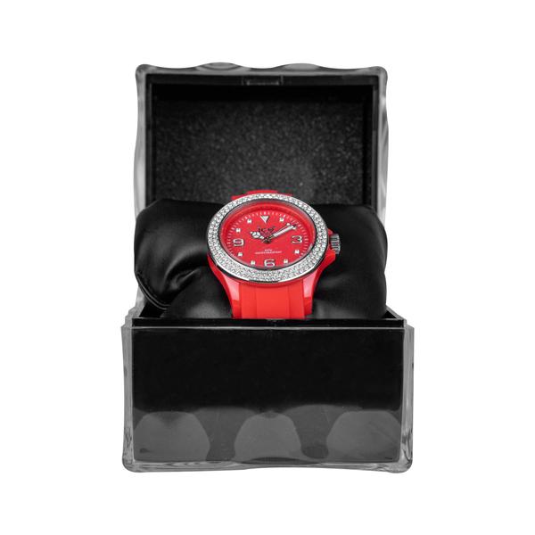 Relógio Stone Vermelho e Prata Silver Ice Watch