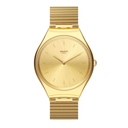 Relógio Swatch Unissex Slim Todo em Aço Dourado SYXG100GG Máquina Suíça