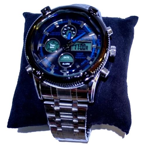 Relógio Tech Mariner Analógico Digital Prata Fundo Preto e Azul - B20