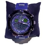 Relógio Tech Mariner Analógico e Digital Prata Fundo Azul Pulseira de Borracha - B25
