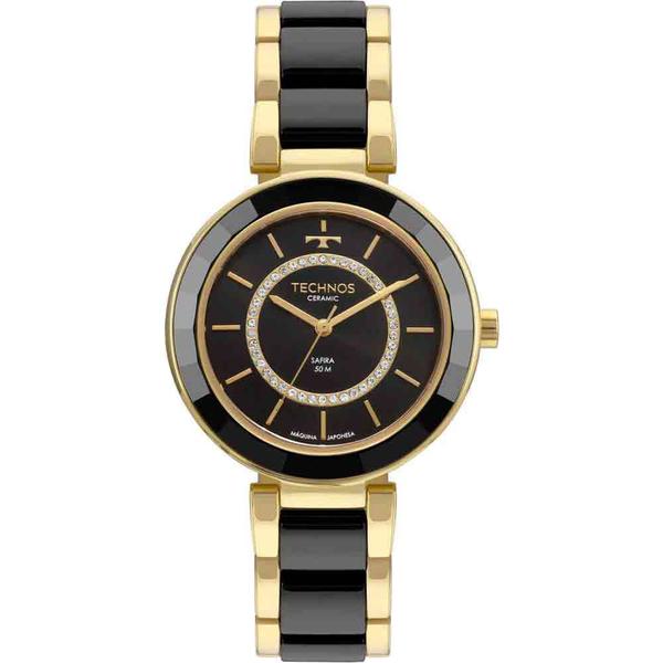 Relógio Technos Ceramic Safira Feminino Dourado 2036MKP/4P