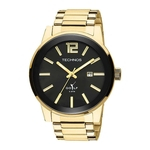 Relógio Technos Classic-Golf 2115TT/4P masculino dourado mostrado preto