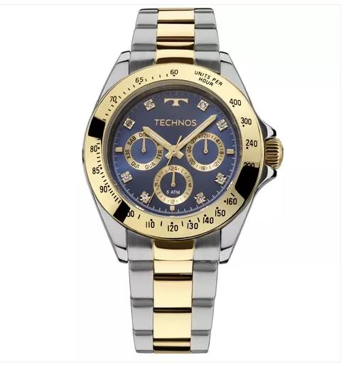 Relógio Technos Dourado e Prateado Feminino Elegance Ladies Multi-função 6p29aiv/5a