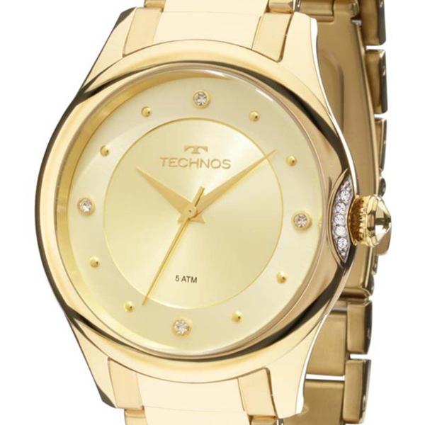 Relógio Technos Dourado Feminino Elegance Crystal 2035MFR/4X