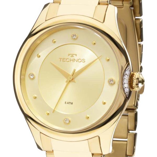 Relógio Technos Dourado Feminino Elegance Crystal 2035MFR/4X