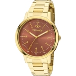 Relógio Technos Elegance Dress 2035MFR/4R feminino dourado mostrador marrom