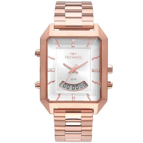 Relógio Technos Feminino Anadigi Quadrado Rosé T200AH/4K