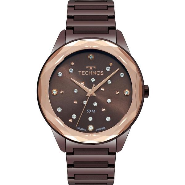 Relógio Technos Feminino Chocolate Elegance Crystal 2036MKJ/4M