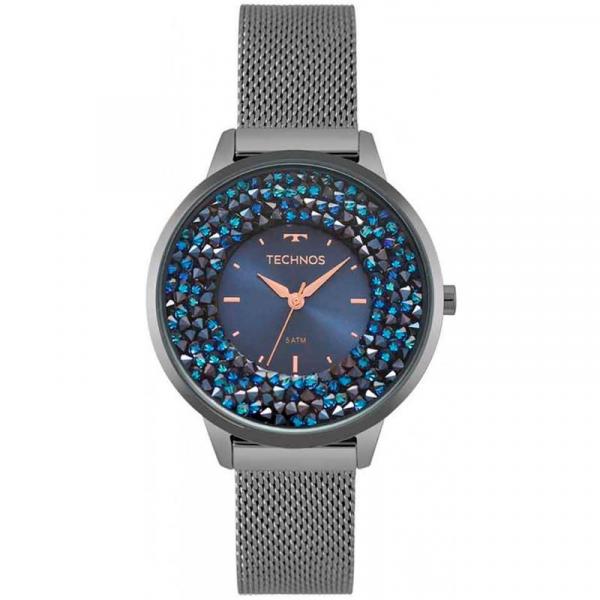 Relógio Technos Feminino Crystal Preto e Azul - 2035MQC-5A