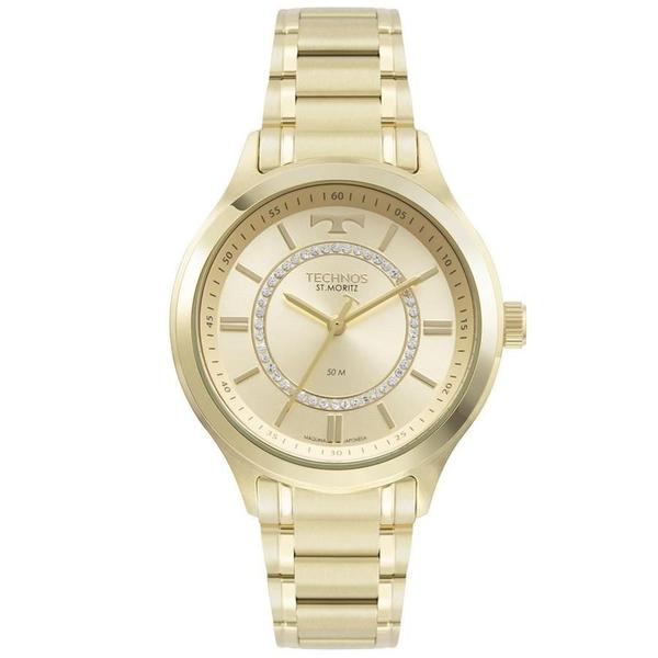 Relogio Technos Feminino Dourado a Prova Dagua Aço Inox Strass 2036MMT/1D