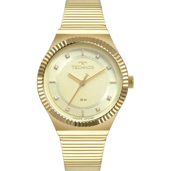 Relogio Technos Feminino Dourado a Prova Dagua Strass Aço Inox 2035MRU/4X