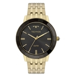 Relogio Technos Feminino Dourado Aro Ceramica preto aço inox VH31AAB/4P