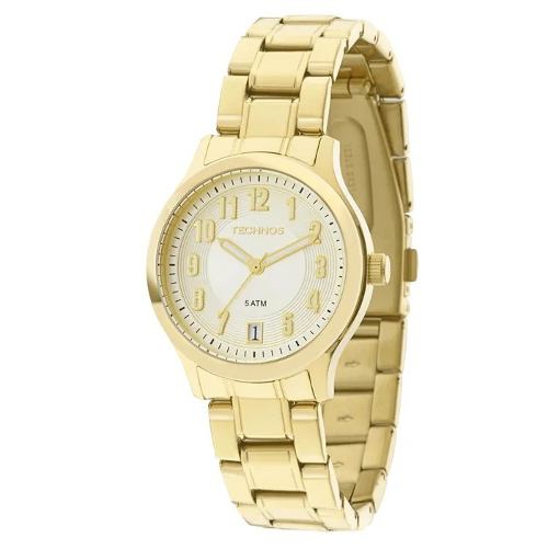 Relogio Technos Feminino Dourado Calendario Numer 2115koj/4d