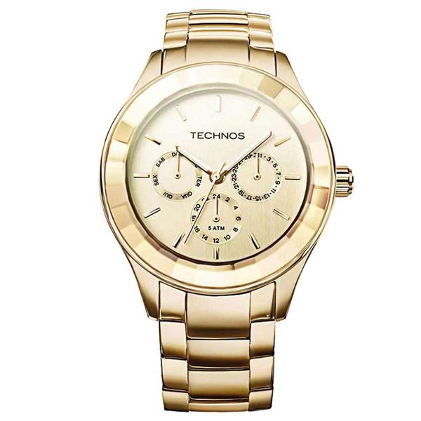 Relógio Technos Feminino Dourado Crystal Swarovski 6P29AEO/4D