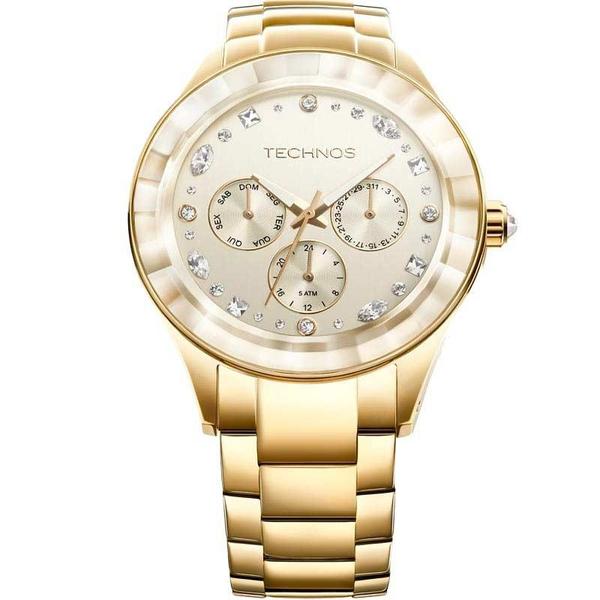 Relógio Technos Feminino Dourado Crystal Swarovsky 6P29AHD/4X