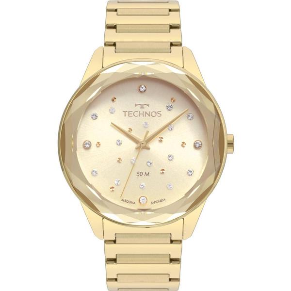 Relógio Technos Feminino Dourado Elegance Crystal 2036MKH/4X