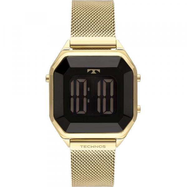 Relógio Technos Feminino Dourado Elegance Crystal BJ3851AJ/4P Digital 5 Atm Cristal Mineral