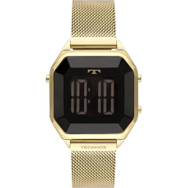 Relógio Technos Feminino Dourado Elegance Crystal BJ3851AJ/4P Digital 5 Atm Cristal Mineral