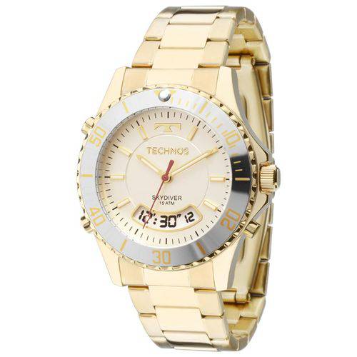 Relógio Technos Feminino Dourado Elegance Skydiver Analógico e Digital T205ja/4b