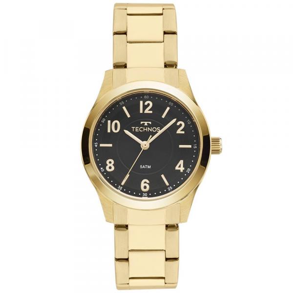 Relógio Technos Feminino Dourado Fundo Preto 2035mft/4p