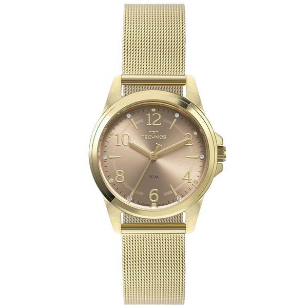 Relogio Technos Feminino Dourado Marrom Prova Dagua Pulseira Esteira 2035MTG/1T