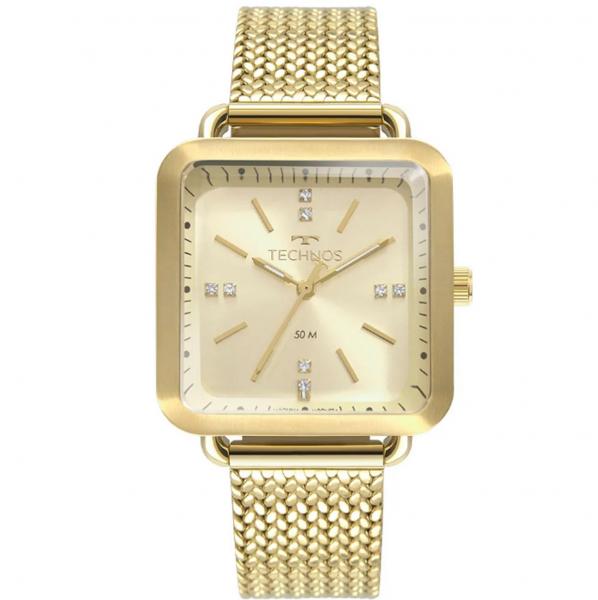 Relogio Technos Feminino Dourado Quadrado 2036MME/4X