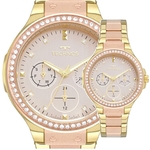 Relogio Technos Feminino Dourado rose multifunçao strass prova dagua 6P29AKS/5J