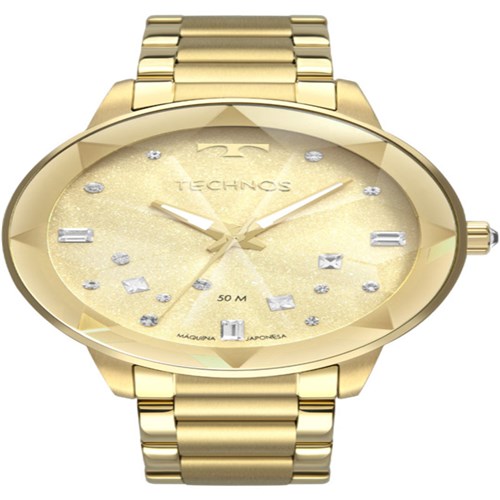 Relógio Technos Feminino Fashion Elegance Crystal Dourado 2039Ce/4X