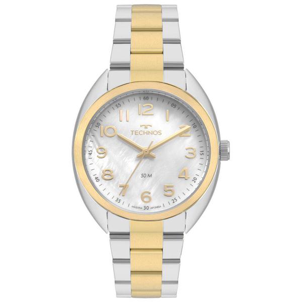 Relogio Technos Feminino Prata e Dourado a Prova Dagua Aço Inox 2036MLB/5B