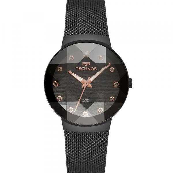 Relógio Technos Feminino Preto Crystal Swarovski 2035mpy/5p