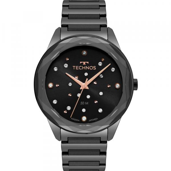 Relógio Technos Feminino Preto Elegance Crystal 2036MKK/4P