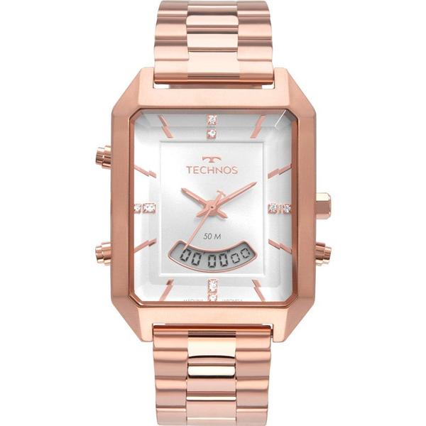 Relógio Technos Feminino Rosê Elegance T200AH/4K Anadigi 5 Atm Cristal Mineral Tamanho Médio