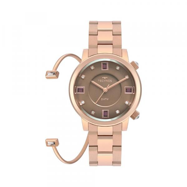Relógio Technos Feminino Rose Kit Bracelete 2039BV/K4M