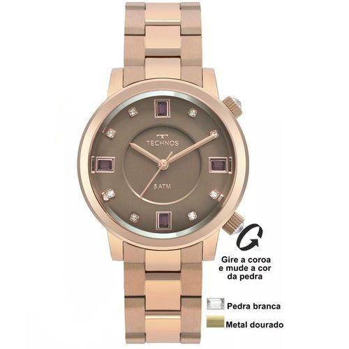 Relógio Technos Feminino Rosé Rocks Crystal 2039bv/4m