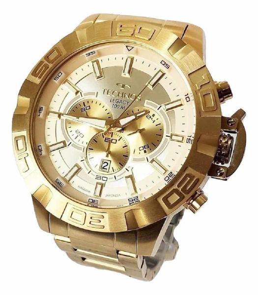 Relógio Technos Legacy Masculino Grande Cronógrafo Dourado JS25BA/4X