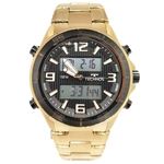 Relógio TECHNOS masculino anadigi aço dourado TC131017/4P