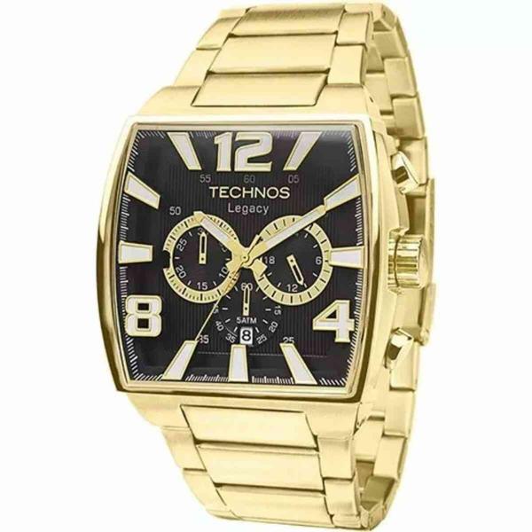 Relógio Technos Masculino Analógico Cronógrafo Dourado Quadrado JS25AR/1D