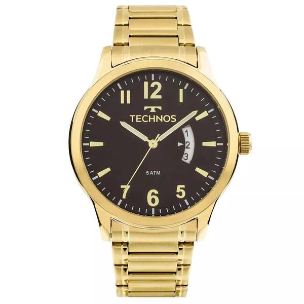 Relógio Technos Masculino Clássico Steel Dourado 2115KTP/4P