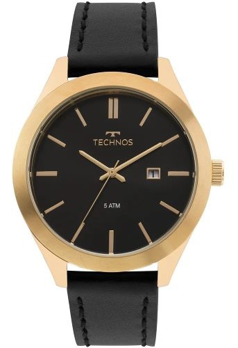 Relogio Technos Masculino Couro Dourado Social a Prova Dagua 2115mnq/od