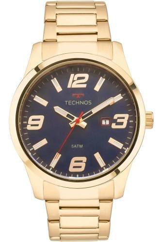 Relogio Technos Masculino Dourado Azul a Prova Dagua 2115mpi/4a