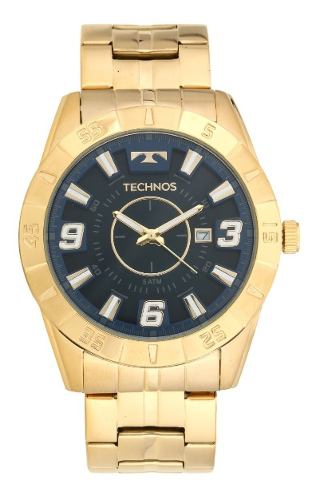 Relogio Technos Masculino Dourado azul Esportivo A Prova Dagua 2115kyz/4a